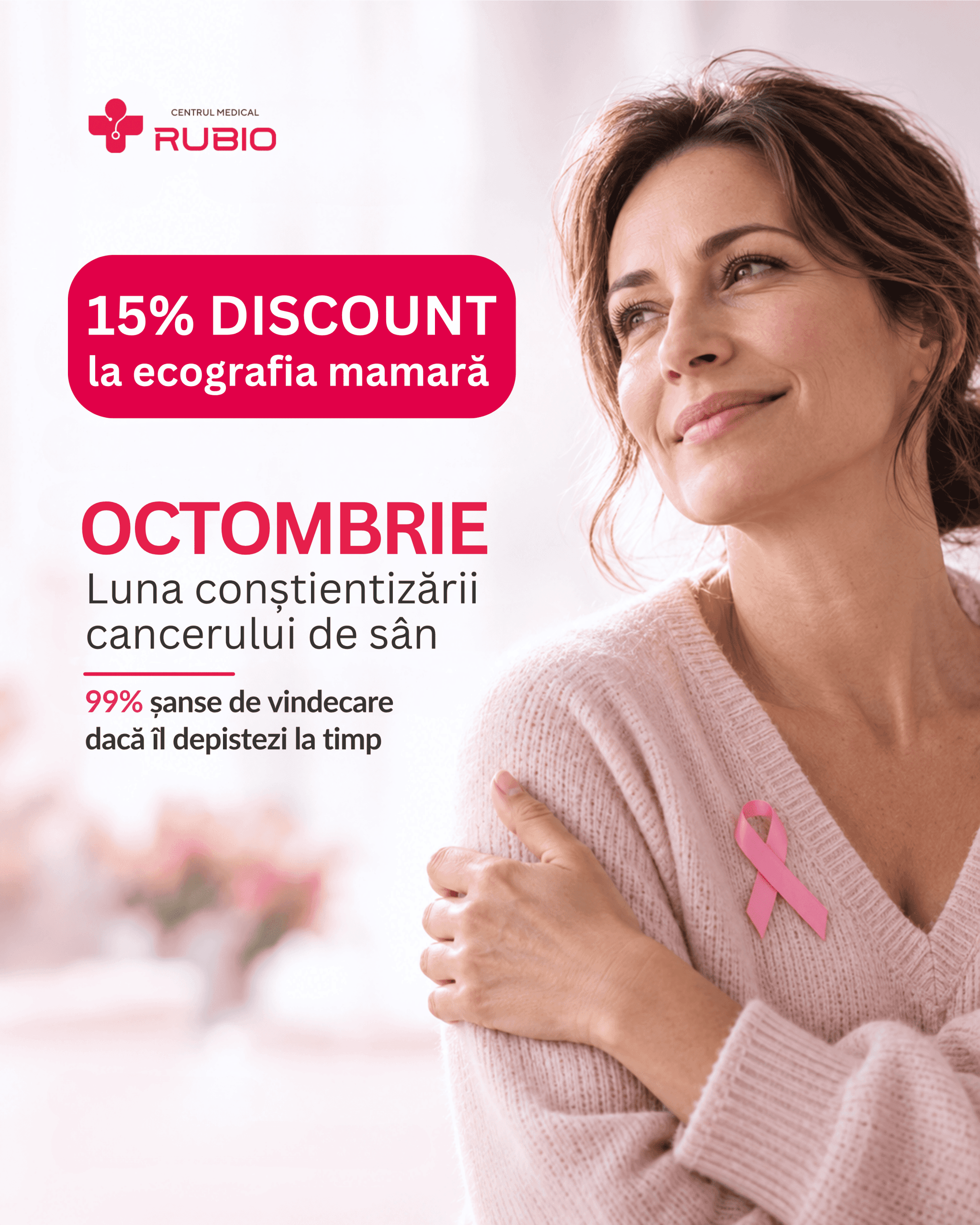 Octombrie - 15% reducere la ecografia mamară